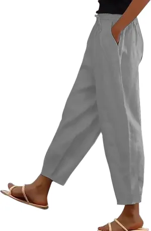 Women's Elastic Waisted Palazzo Pants Tapered Wide Leg Lounge Loose Trousers with Pocket 2025, S-5XL