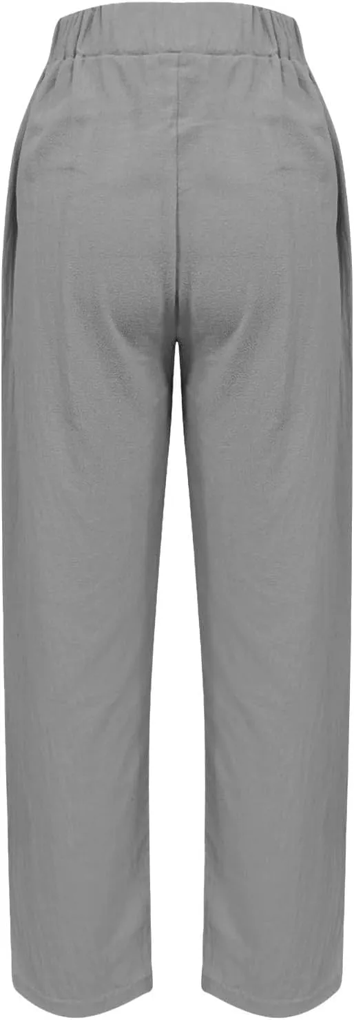 Women's Elastic Waisted Palazzo Pants Tapered Wide Leg Lounge Loose Trousers with Pocket 2025, S-5XL