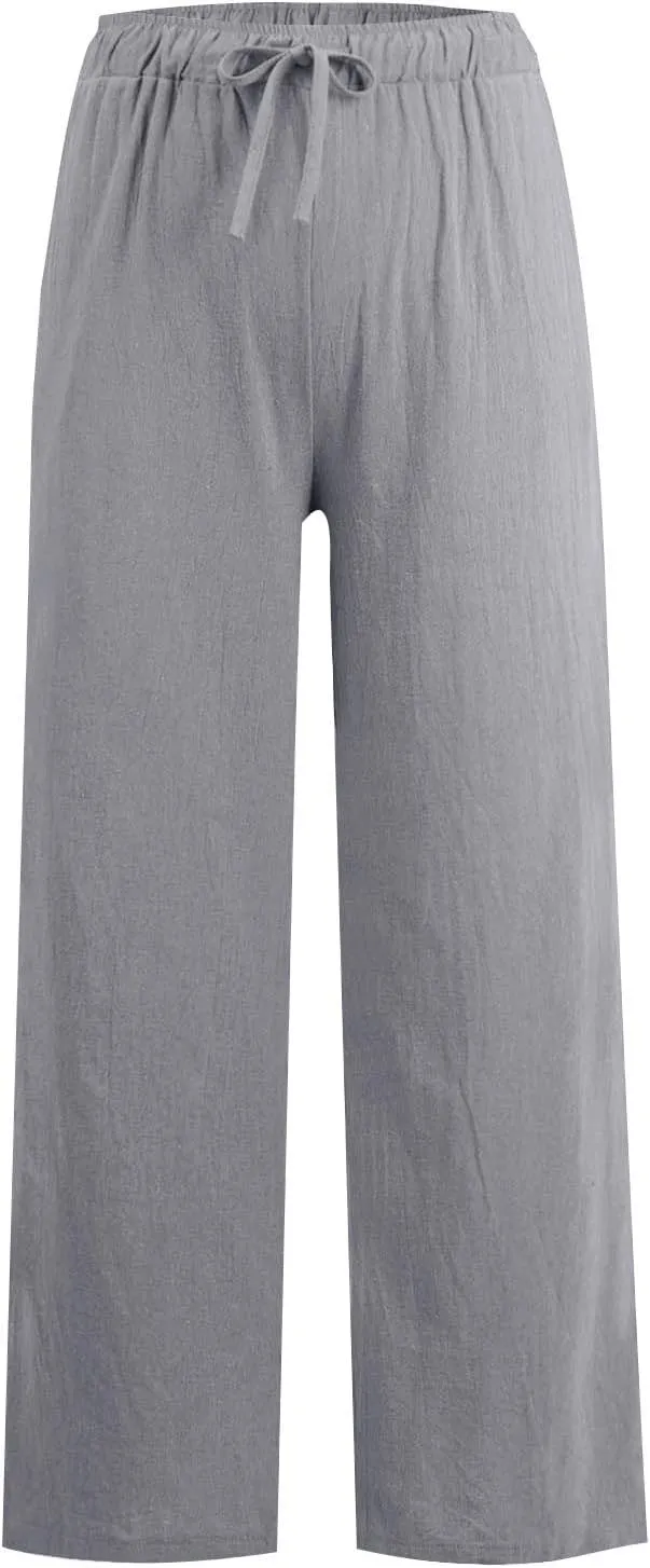 Women's High Waisted Palazzo Pants Belted Wide Leg Loose Long Trousers with Pockets, S-3XL