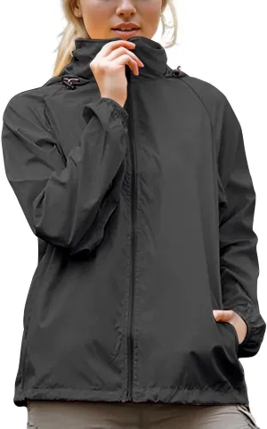 Women's Lightweight Rain Jacket Waterproof Packable Raincoat Sun Protection Hoodies Golf Hiking Travel Windbreaker