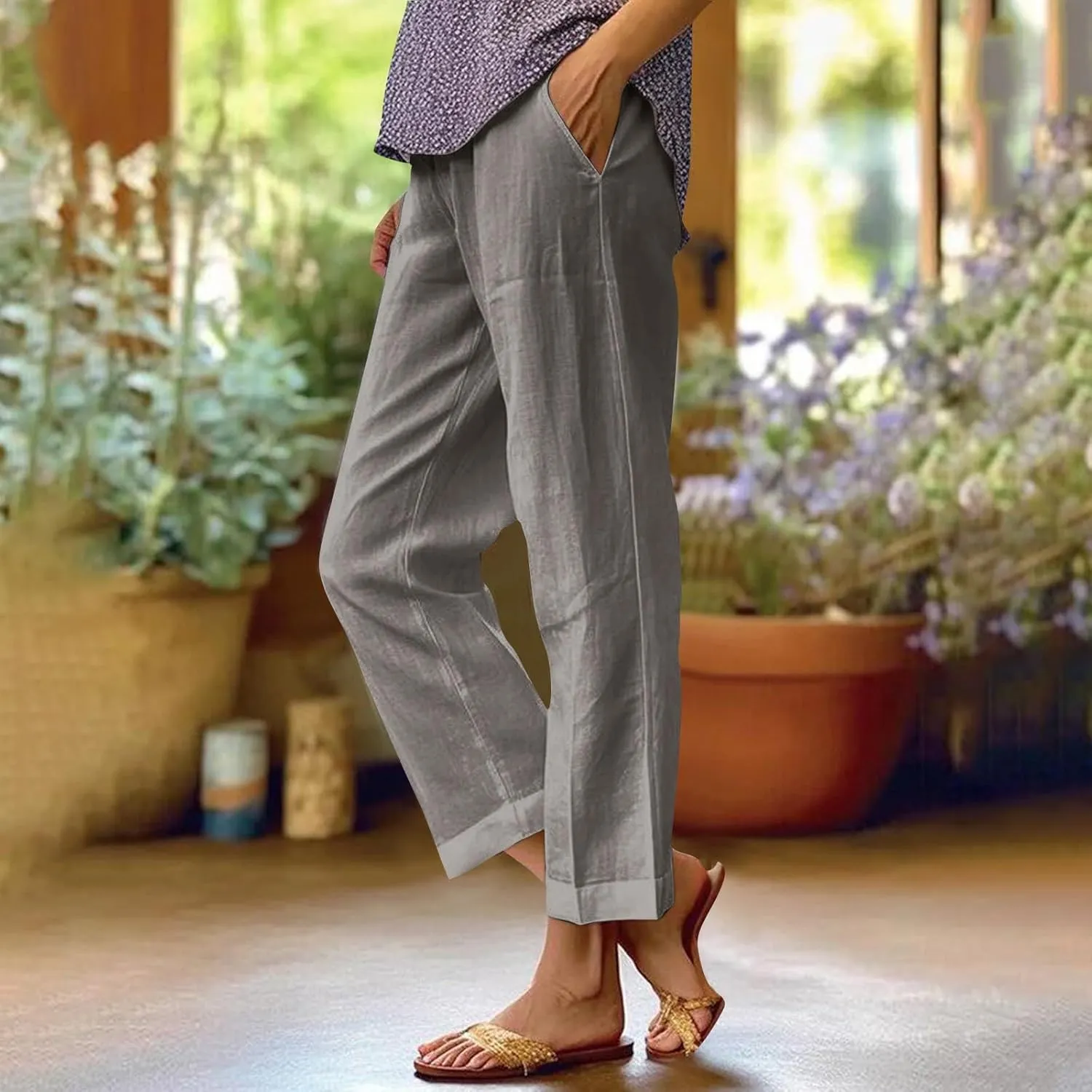 Women's Lounge 2025 Casual Wide Leg Fall Clothes Spring Resort Wear Pants with Pockets, S-5XL