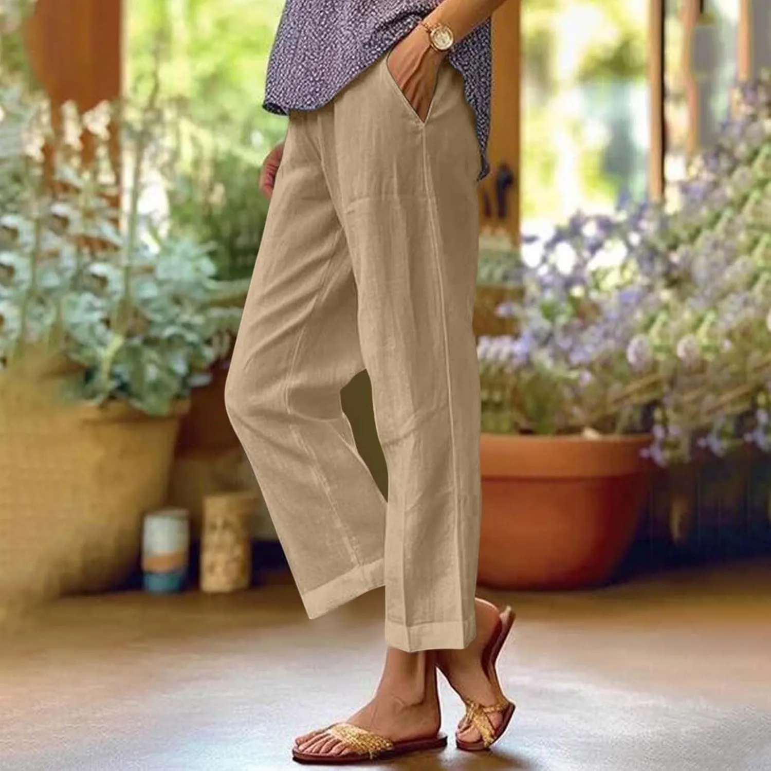 Women's Lounge 2025 Casual Wide Leg Fall Clothes Spring Resort Wear Pants with Pockets, S-5XL