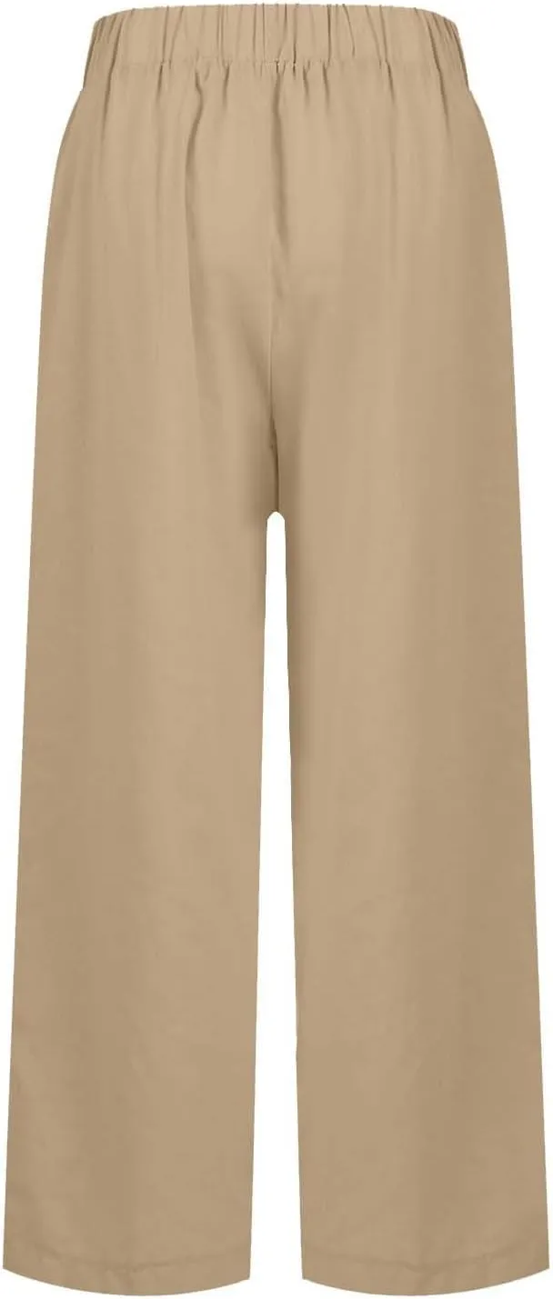 Women's Lounge 2025 Casual Wide Leg Fall Clothes Spring Resort Wear Pants with Pockets, S-5XL