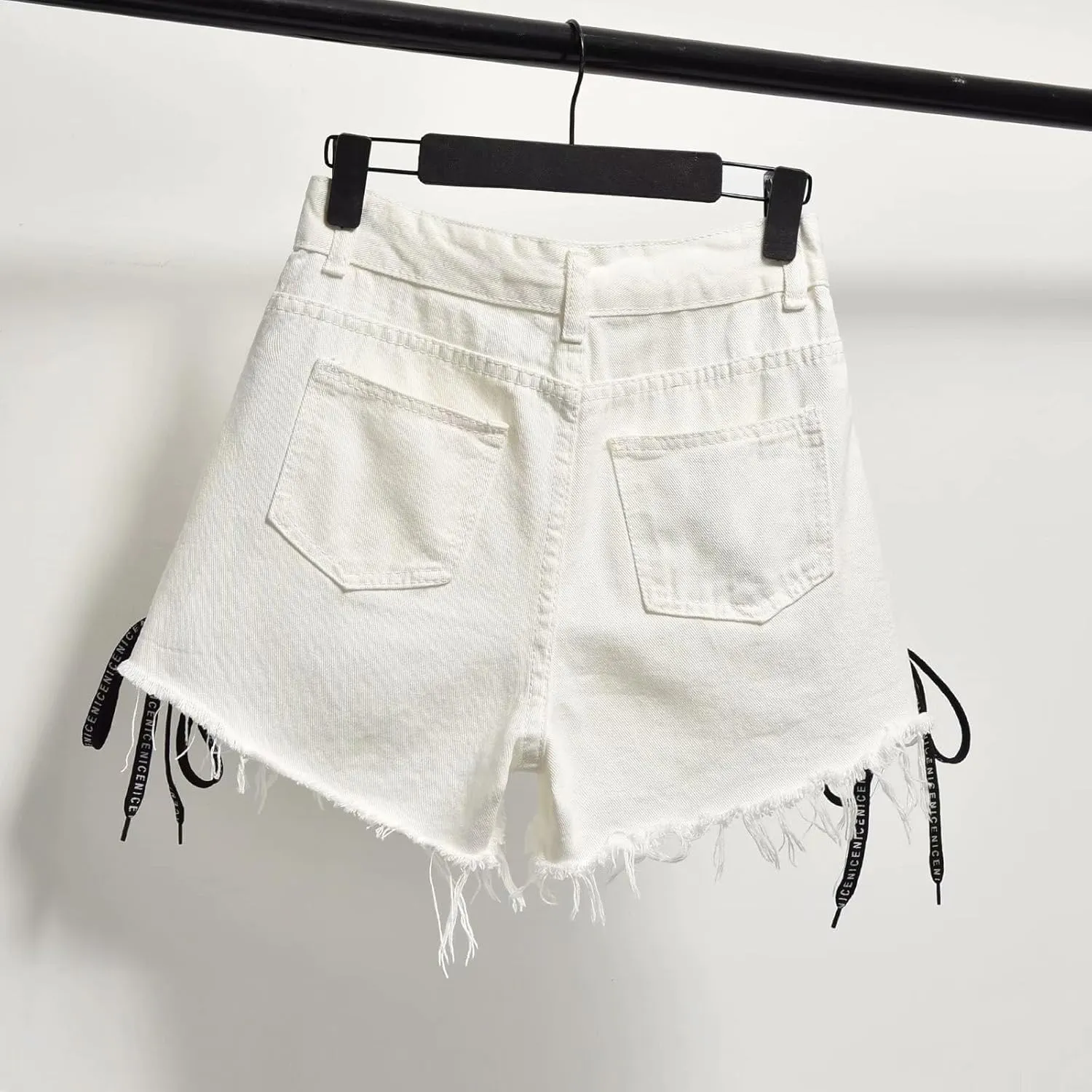 Women's Raw Hem Jeans Shorts Refined Raw Edge Chic Big Hem High Waisted Loose Fit Shorts with Pockets Outside Walking