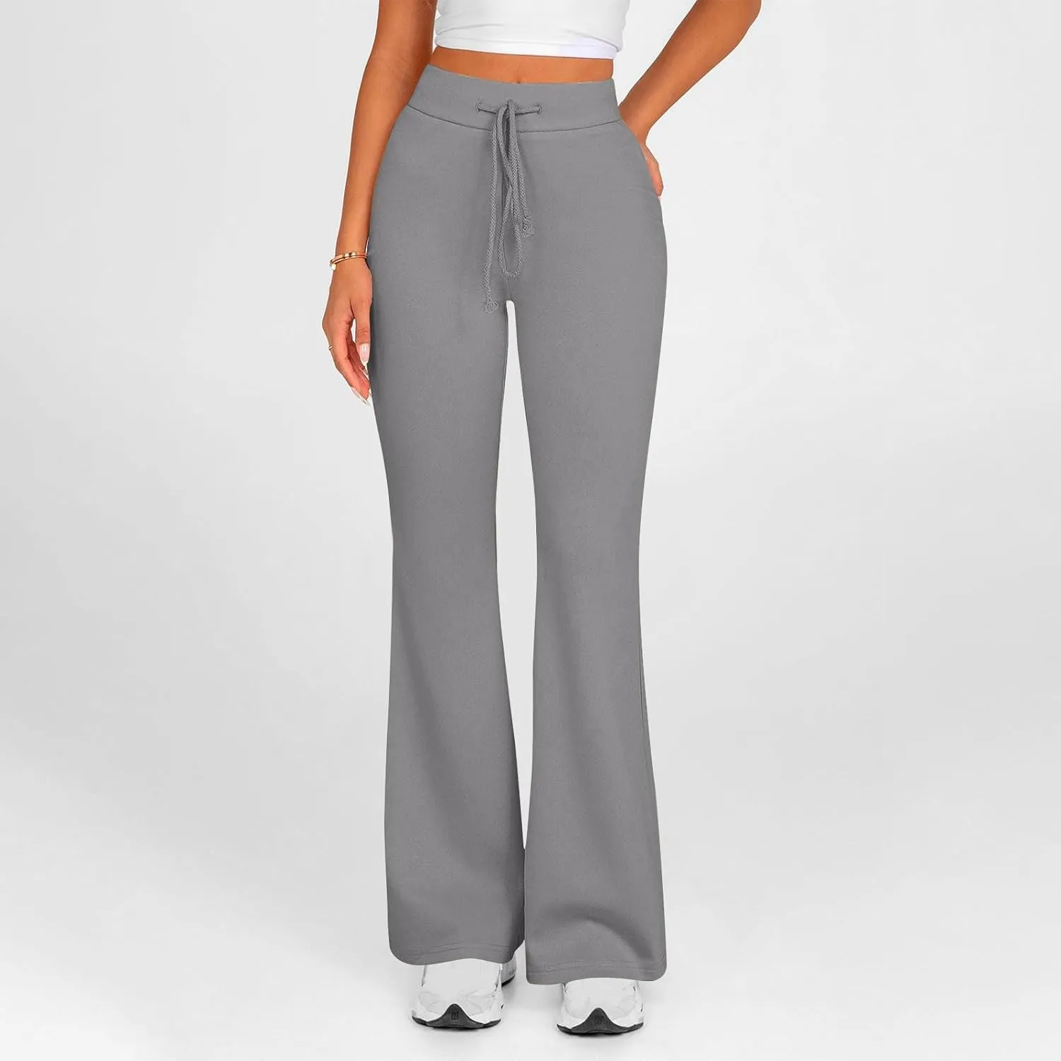 Women's Yoga Pants High Waisted Flare Pants Bell Bottom Leggings Drawstring Lounge Pants Comfy Casual Pants Gym Pants