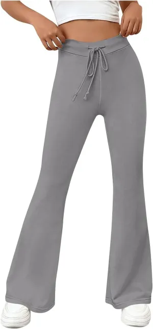 Women's Yoga Pants High Waisted Flare Pants Bell Bottom Leggings Drawstring Lounge Pants Comfy Casual Pants Gym Pants