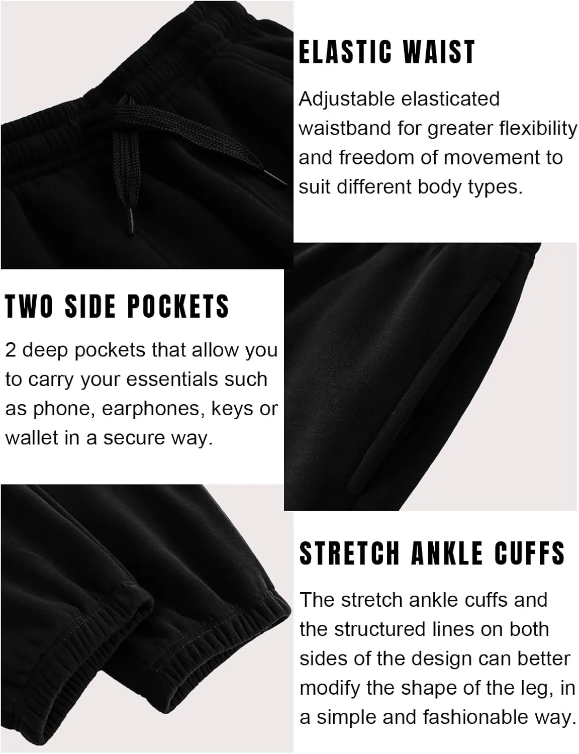 Yasumond Mens Fleece Sweatpants Active Athletic Track Pants for Gym Workout Bodybuilding Running Jogging