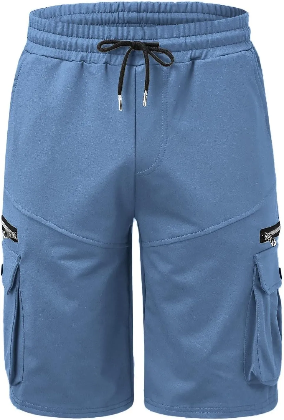Ymosrh Men's Casual Summer Shorts Elastic Waist Cargo Shorts with Zipper Pocket Stretch Lightweight Work Short Pants, M-4XL